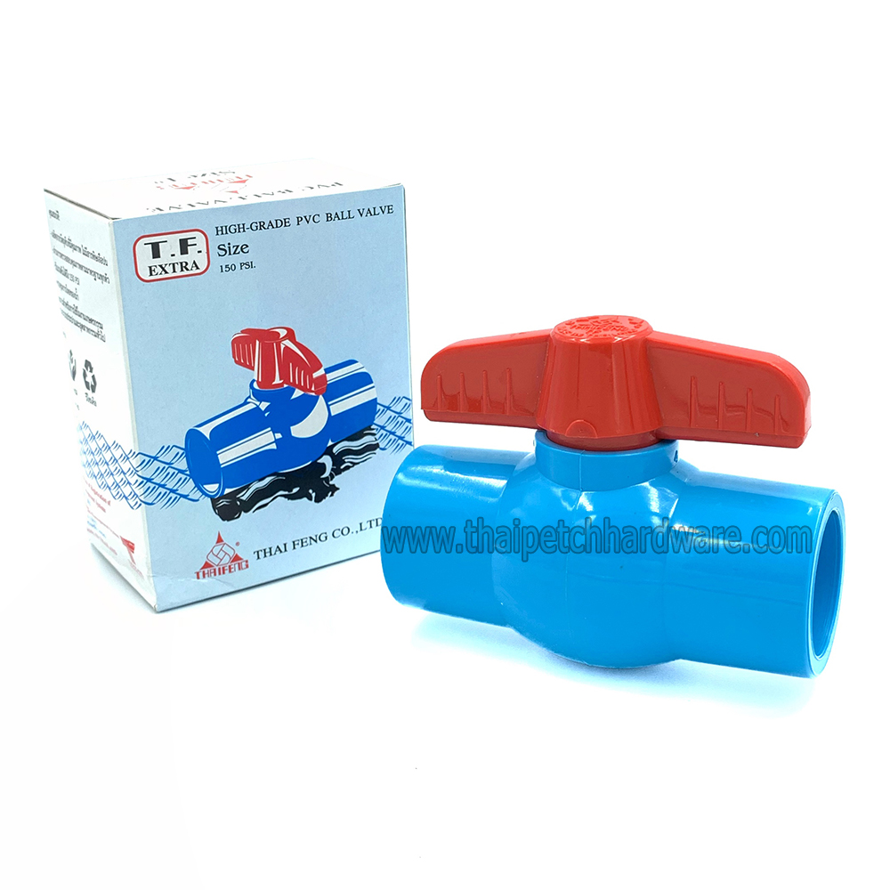 บอลวาล์ว พีวีซี แบบสวม ไทยเฟิง TF ขนาด 1.1/2" (1 นิ้วครึ่ง) Ball Valve PVC