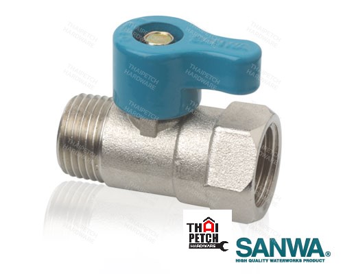 มินิบอลวาล์ว SANWA บอลวาล์ว 2 ทาง ทองเหลือง ซันวา 1/2"  ผผ. / มม. / ผม.