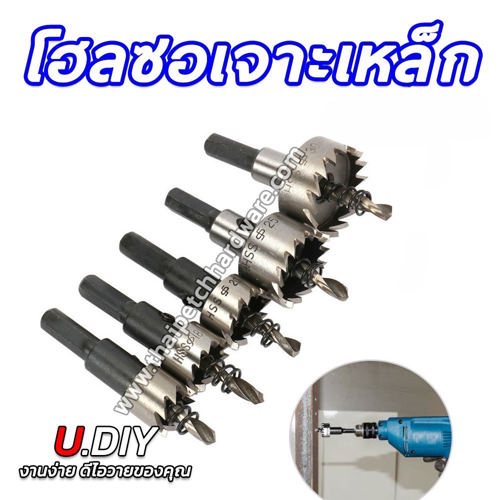 โฮลซอ โฮลซอไฮสปีด เจาะเหล็ก เจาะอลูมิเนียม เจาะไม้ U.DIY เหล็กไฮสปีดคุณภาพสูง มีหลายขนาด 