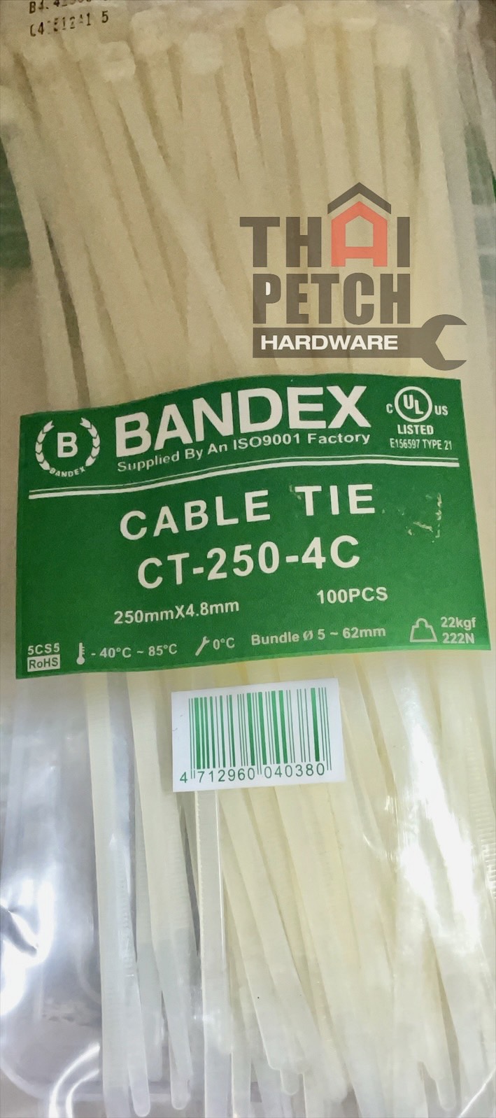 เคเบิ้ลไทร์ ไนล่อน สายรัดพลาสติก สีขาว CABLE TIES BANDEX ขนาด 10 นิ้ว