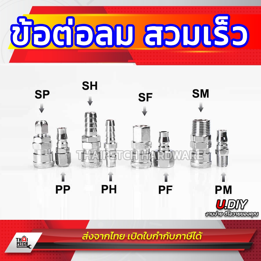 คอปเปอร์ ข้อต่อสวมเร็ว U.DIY ข้อต่อสายลม คอปเปอร์สายลมPU คอปเปอร์สวมเร็ว    