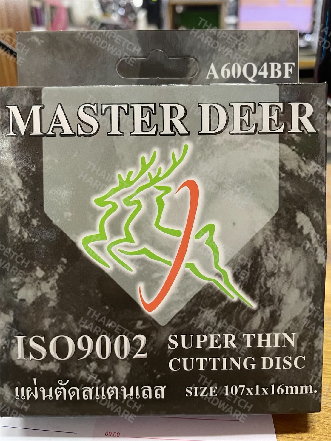 ใบตัด ใบตัดเหล็ก ใบตัดสแตนเลส 4" MASTER DEER แผ่นตัดสแตนเลส ตรากวาง  ใย 2 ชั้น หนา 1 มม. fast cut *** ยกกล่อง 10 ใบ ***