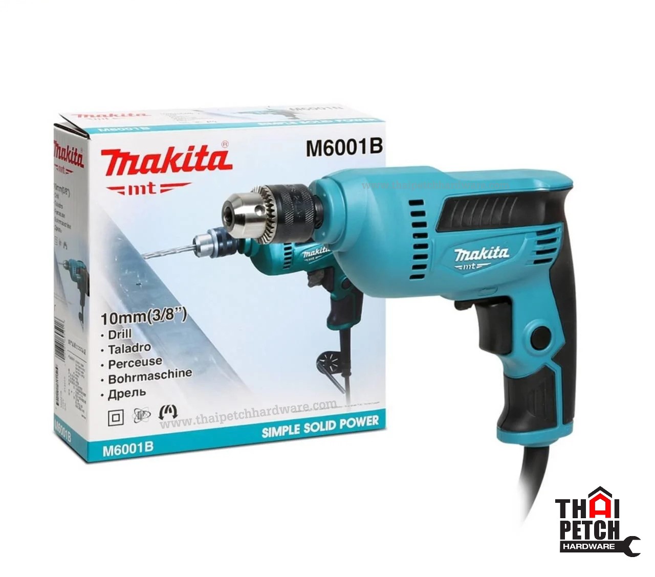 สว่าน Makita  M6001B สว่านไฟฟ้า มากีต้า  3/8 นิ้ว (ปรับรอบได้ ซ้าย-ขวา) 450 วัตต์
